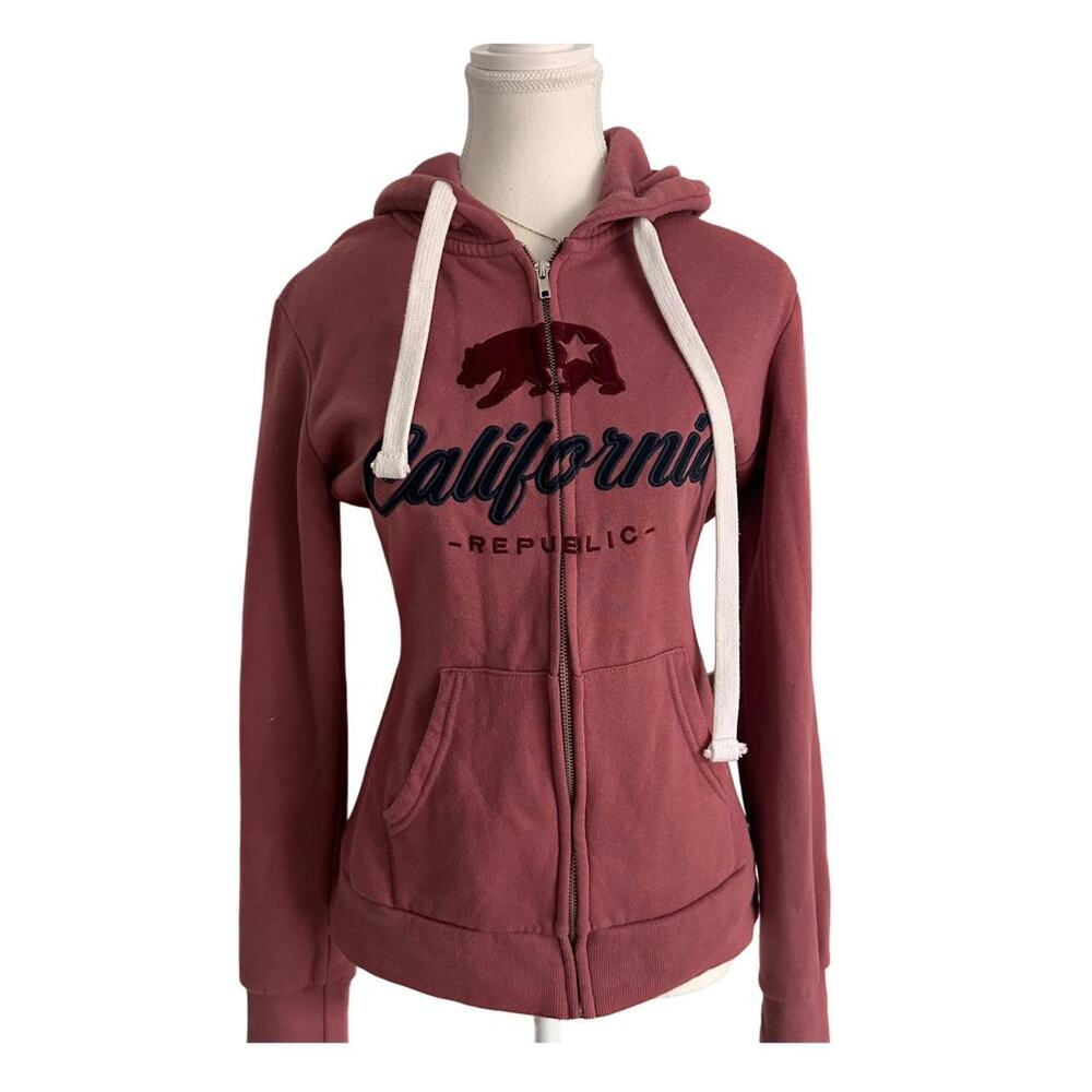 Reflex Size L Vintage Cali Embroidered Y2K Zip Up With Hood Light Weight Cotton